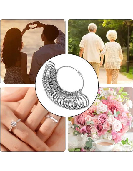 Kit de Medición de Tallas de Anillos 27 Piezas Acero Inoxidable