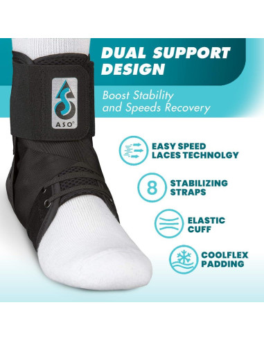 Soporte para Tobillo Med Spec ASO Speed Lacer Negro Mediano
