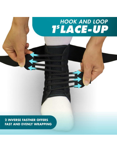 Soporte para Tobillo Med Spec ASO Speed Lacer Negro Mediano