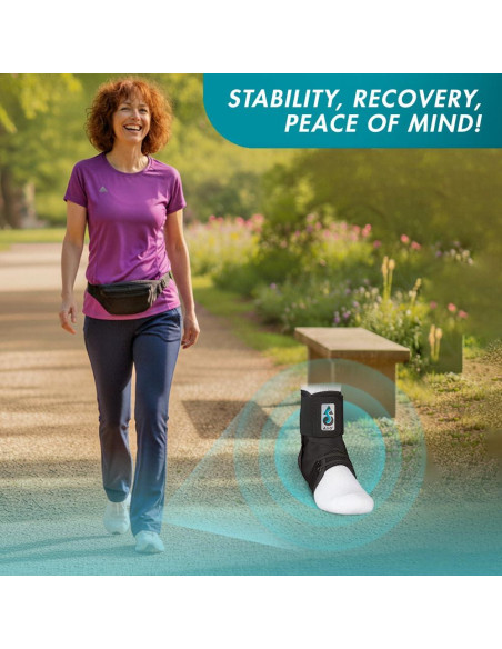 Soporte para Tobillo Med Spec ASO Speed Lacer Negro Mediano