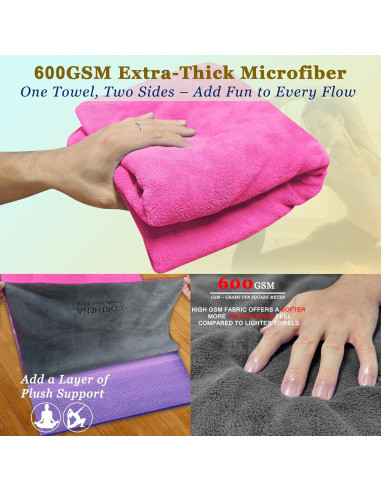 Juego de Toallas de Yoga Caliente CORTHENA 600GSM Antideslizante