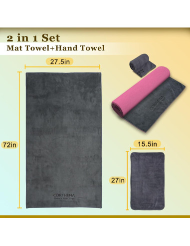 Juego de Toallas de Yoga Caliente CORTHENA 600GSM Antideslizante