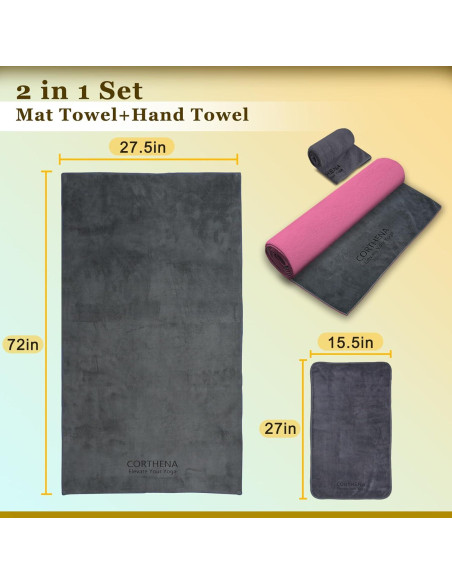 Juego de Toallas de Yoga Caliente CORTHENA 600GSM Antideslizante