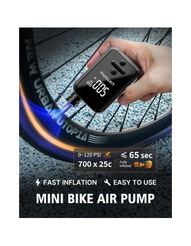 Bomba de Bicicleta Eléctrica URTOPIA HW-142, 150 PSI, Portátil