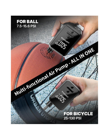 Bomba de Bicicleta Eléctrica URTOPIA HW-142, 150 PSI, Portátil