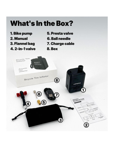 Bomba de Bicicleta Eléctrica URTOPIA HW-142, 150 PSI, Portátil