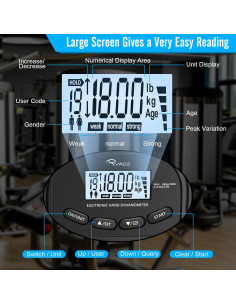 Probador de Fuerza de Agarre Ryaco Digital 180kg con Pantalla LCD 2