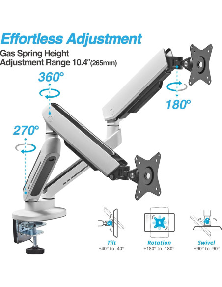 Soporte de Monitor Gaming AVLT Doble 27-43" RGB Ajustable