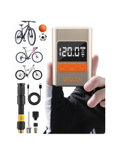 Mini bomba de neumáticos Agilix 120 PSI con manómetro