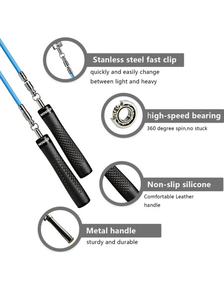 Juego de Cuerda para Saltar MOGOLD con 3 Cables Intercambiables