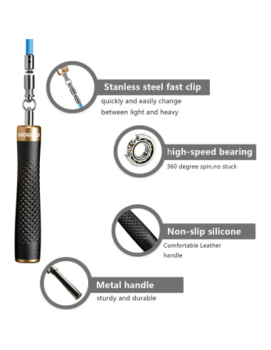 Juego de Cuerda para Saltar MOGOLD con 3 Cables Intercambiables