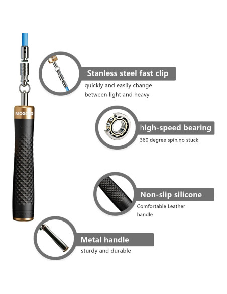 Juego de Cuerda para Saltar MOGOLD con 3 Cables Intercambiables