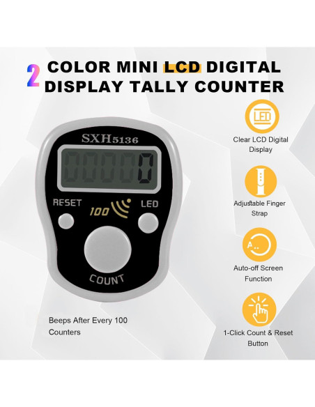 Contador de Dedo Digital TESEAS 5 Piezas LED 99999