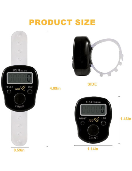 Contador de Dedo Digital TESEAS 5 Piezas LED 99999
