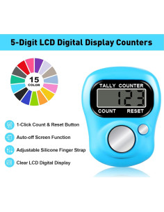 Contador de Dedo Electrónico ALDMIO - 15 Unidades, Pantalla Digital 2