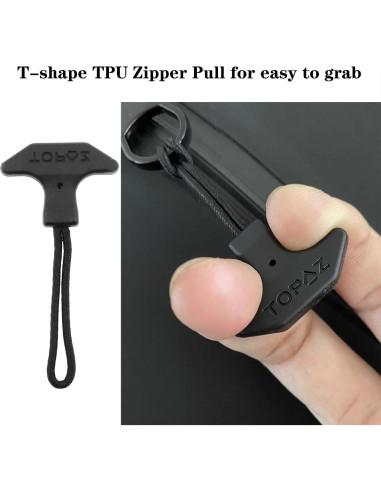 Tiradores de Cremallera T AYLIFU 6PCS TPU Negro Resistente