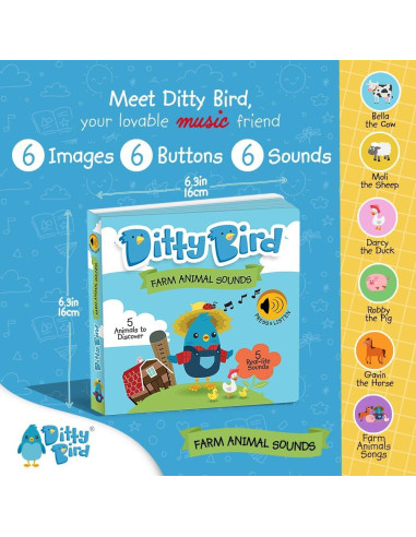 Libro Interactivo de Sonidos de Animales de Granja Ditty Bird