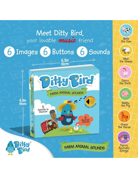 Libro Interactivo de Sonidos de Animales de Granja Ditty Bird