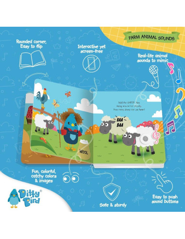 Libro Interactivo de Sonidos de Animales de Granja Ditty Bird