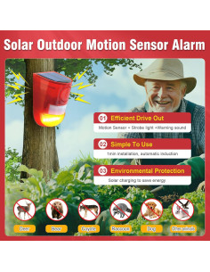 Alarma de Movimiento Solar ChunHee 129dB IP65 para Exterior 2