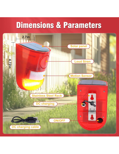 Alarma de Movimiento Solar ChunHee 129dB IP65 para Exterior