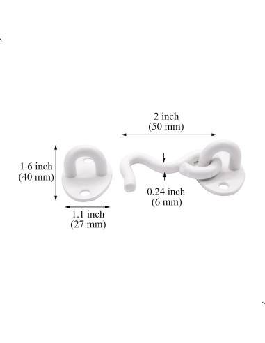 2 Ganchos de Cabina 50 mm QJZXUEZHEN Blanco Acero al Carbono