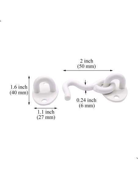 2 Ganchos de Cabina 50 mm QJZXUEZHEN Blanco Acero al Carbono