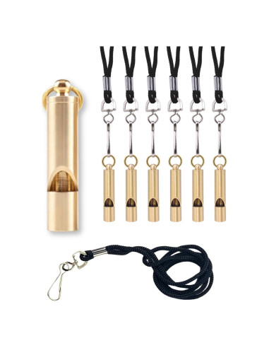 Paquete de 6 Silbatos de Latón FUTURESTEPS 125dB para Emergencias