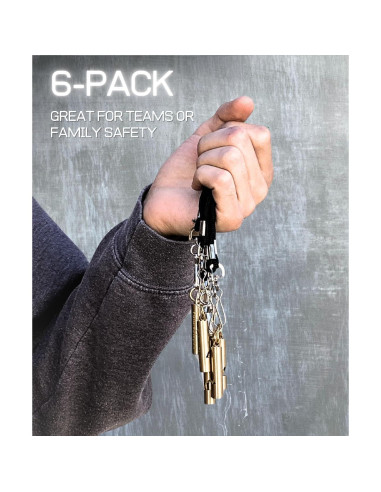 Paquete de 6 Silbatos de Latón FUTURESTEPS 125dB para Emergencias