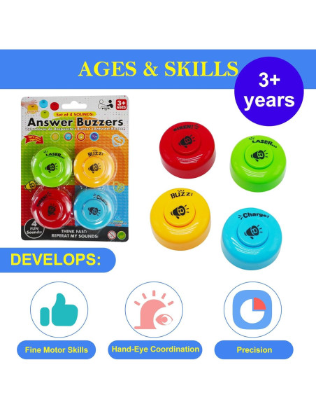 Juego de 4 Timbres de Respuesta Gelabur para Aula y Juegos