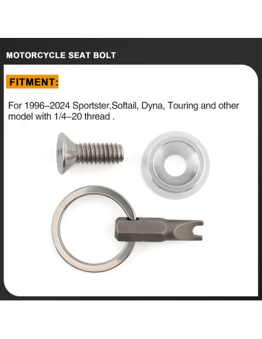 Tornillo de Asiento Antirrobo Daklvng 1/4"-20 Cromo para Harley 1996-2024