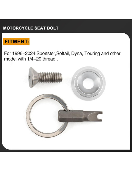 Tornillo de Asiento Antirrobo Daklvng 1/4"-20 Cromo para Harley 1996-2024