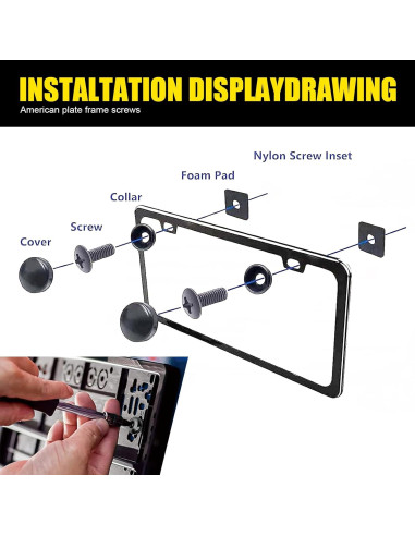 Kit de Tornillos de Montaje Antirrobo 8 PCS Acero Inoxidable Negro