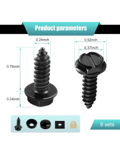 Kit de Tornillos Antirrobo Ferianl para Placas de Matrícula 8 Pzas 2
