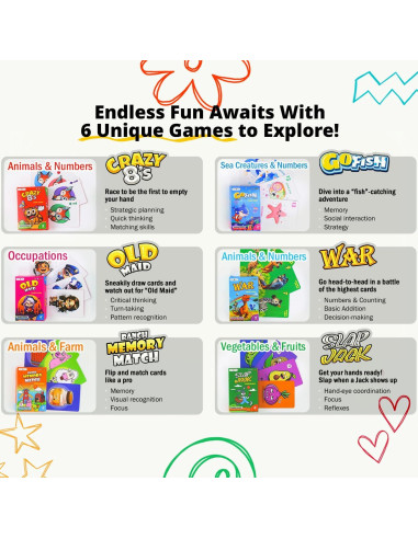 Paquete de Juegos de Cartas para Niños Rokt&razo - 6 Barajas Educativas