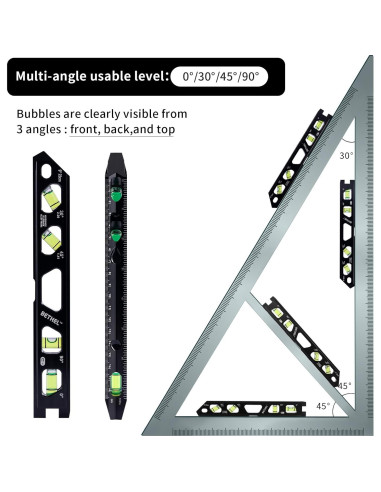 Nivel Torpedo Magnético BETHEL 22.86 cm con 4 Frascos de Burbuja