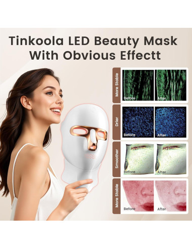 Máscara de Terapia de Luz Roja Tinkoola LED Recargable USB C