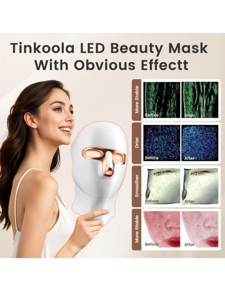 Máscara de Terapia de Luz Roja Tinkoola LED Recargable USB C
