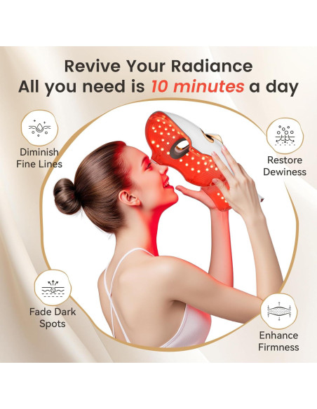 Máscara de Terapia de Luz Roja Tinkoola LED Recargable USB C