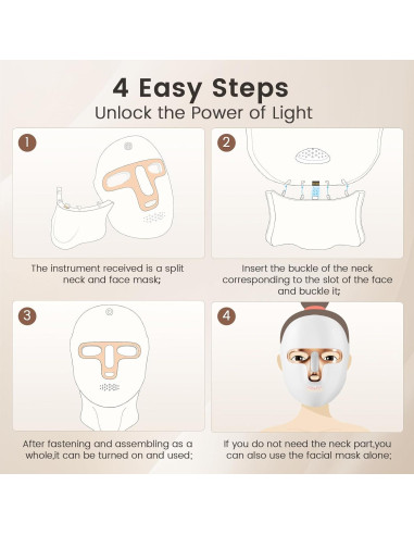 Máscara de Terapia de Luz Roja Tinkoola LED Recargable USB C