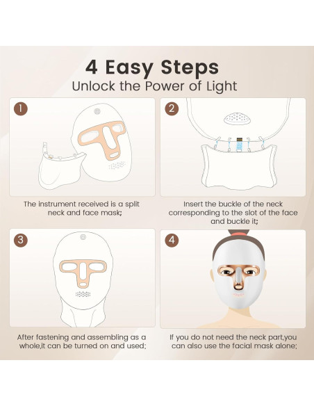 Máscara de Terapia de Luz Roja Tinkoola LED Recargable USB C