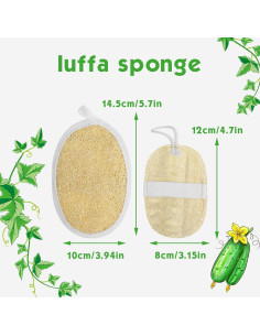 Esponjas de Luffa Natural Nogeqi 3 Piezas Exfoliantes 2