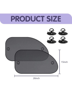 Cortinas Solares para Ventanas Laterales de Auto GRANDI 64.8x37.8cm 2