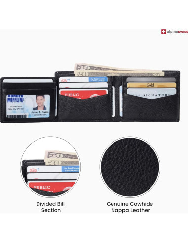 Billetera Bifold Alpine Swiss Spencer para hombres con RFID