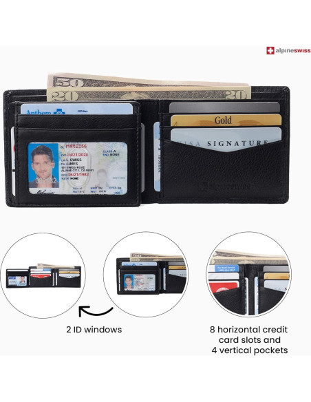 Billetera Bifold Alpine Swiss Spencer para hombres con RFID