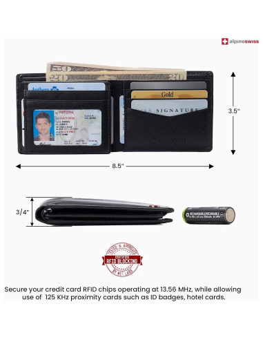 Billetera Bifold Alpine Swiss Spencer para hombres con RFID