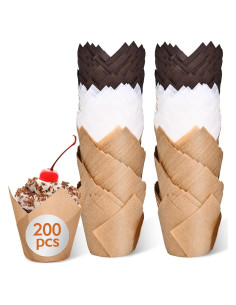 200 Forros de Cupcake Tulipanes Kovpnor - Resistentes a Grasa