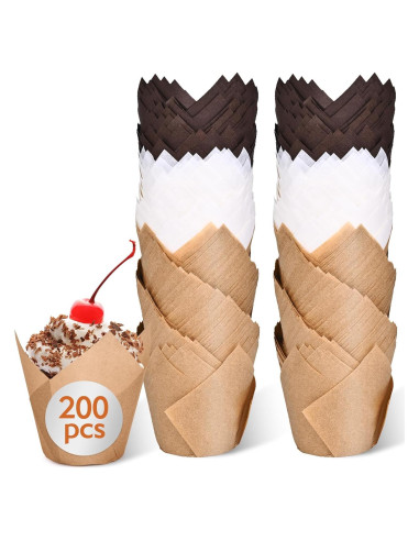 200 Forros de Cupcake Tulipanes Kovpnor - Resistentes a Grasa