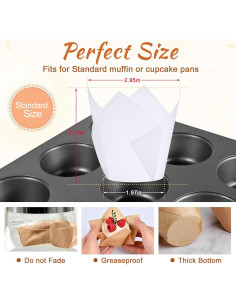 200 Forros de Cupcake Tulipanes Kovpnor - Resistentes a Grasa 2