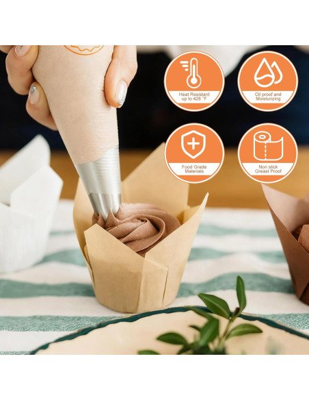 200 Forros de Cupcake Tulipanes Kovpnor - Resistentes a Grasa